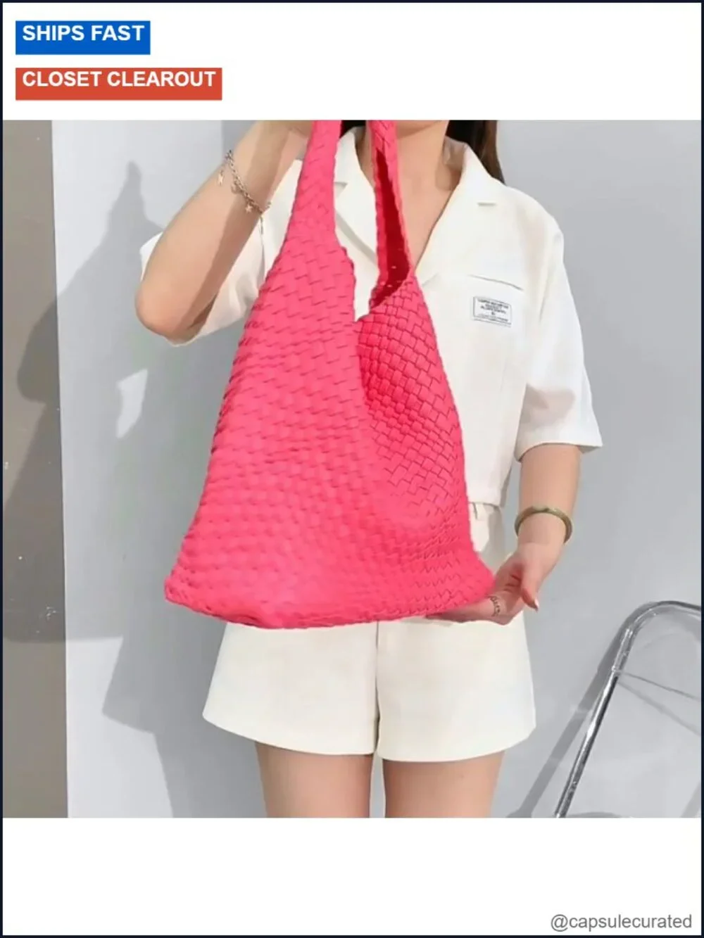 Woven Tote Bag for Women Hobo Handbag Faux Leather Shoulder Bag